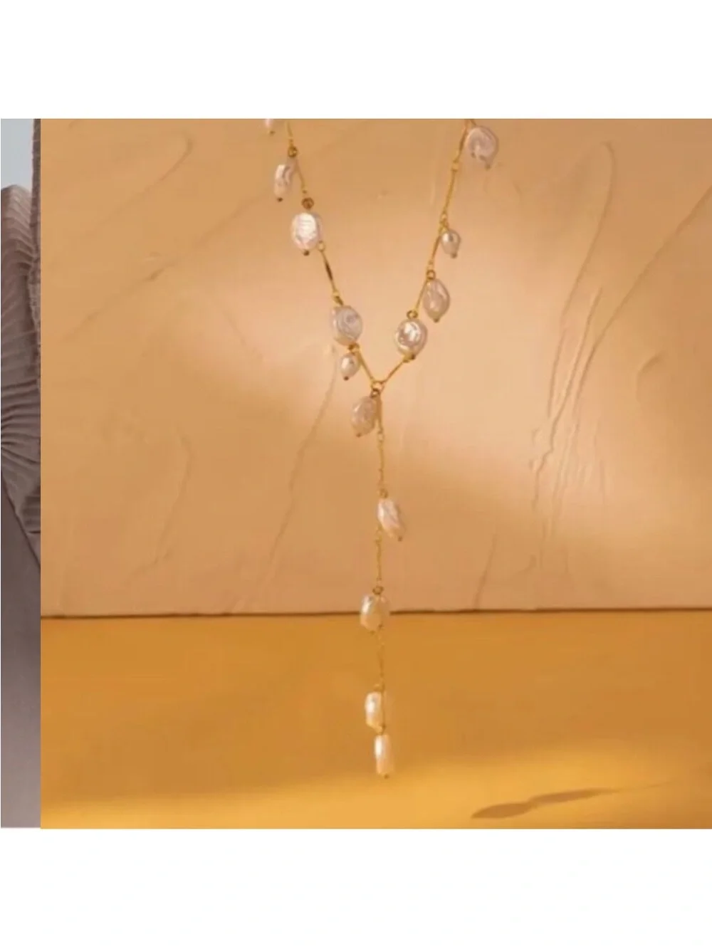 NEW Oceana 18K Gold Plated Freshwater Pearl Lariat Y-Necklace